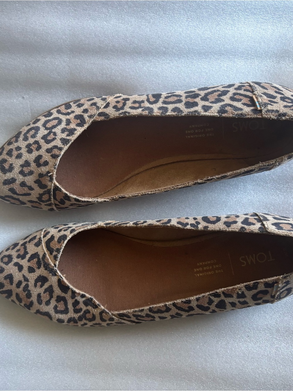 TOMS Women's Leopard Print Pointed-Toe Flats in Tan and Black